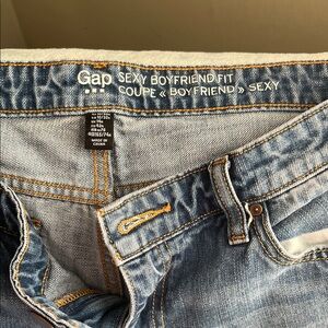 GAP Sexy Boyfriend Fit Jeans - Light Blue with Gold Stitching